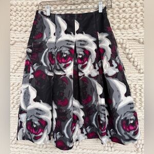 Express Black and Gray Floral A-Line Skirt